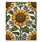 Golden Sunflower Floral Botanical Art Rug