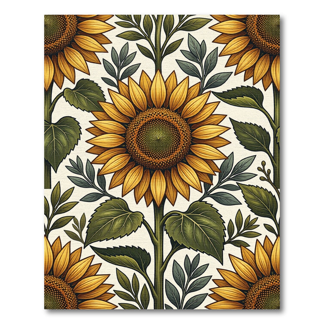 Golden Sunflower Floral Botanical Art Rug