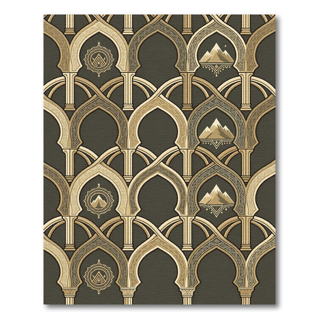 Gilded Archway Mountain Landscape Rug