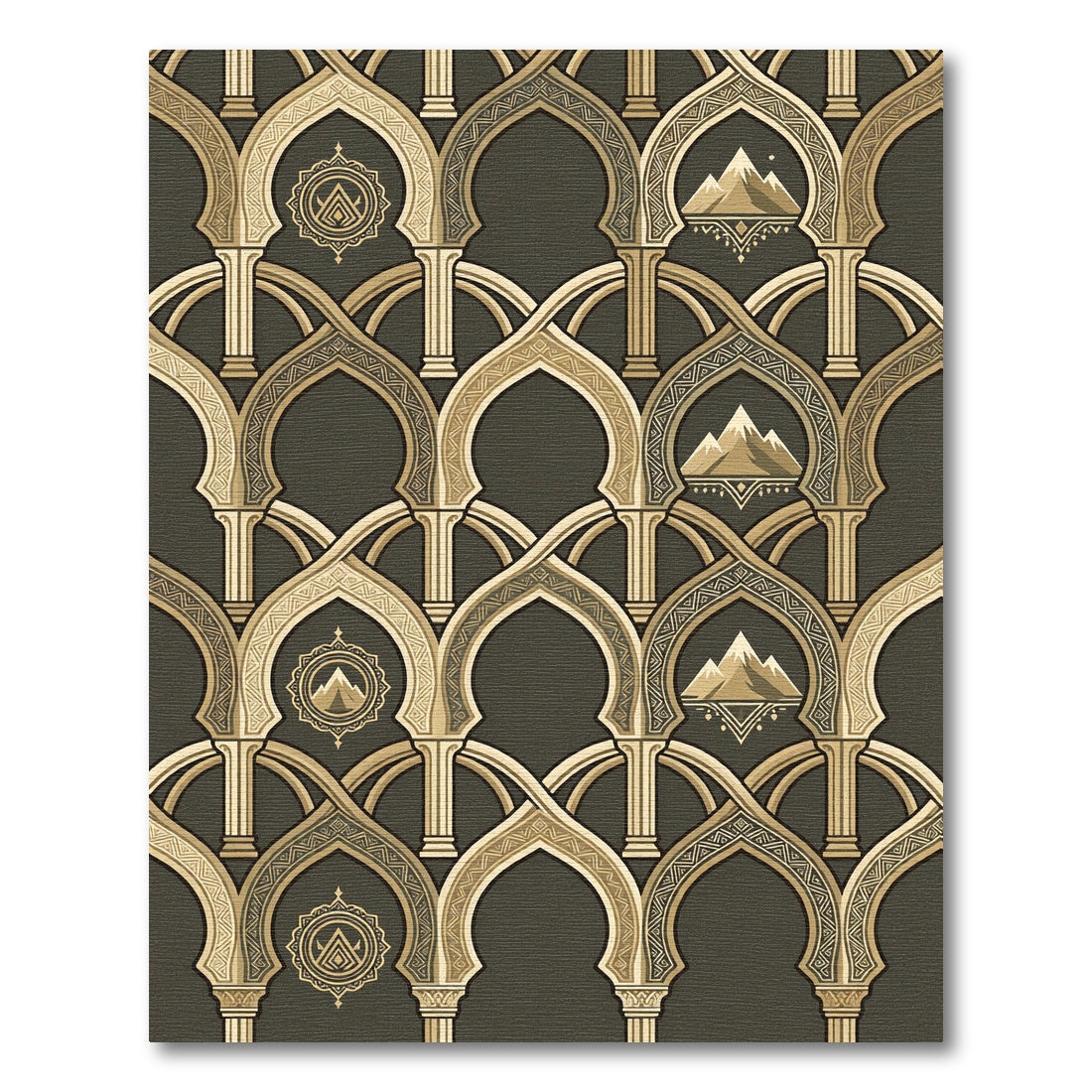 Gilded Archway Mountain Landscape Rug