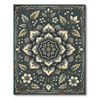 Vintage Teal Botanical Medallion Rug