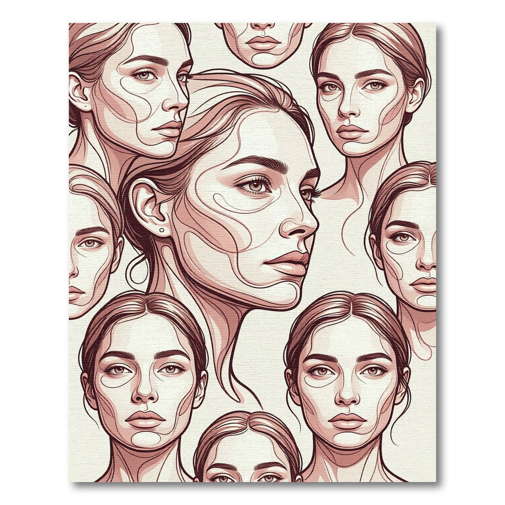 Feminine Portrait Sketch Collection Rug