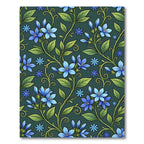 Blue Floral Vine Botanical Art Rug