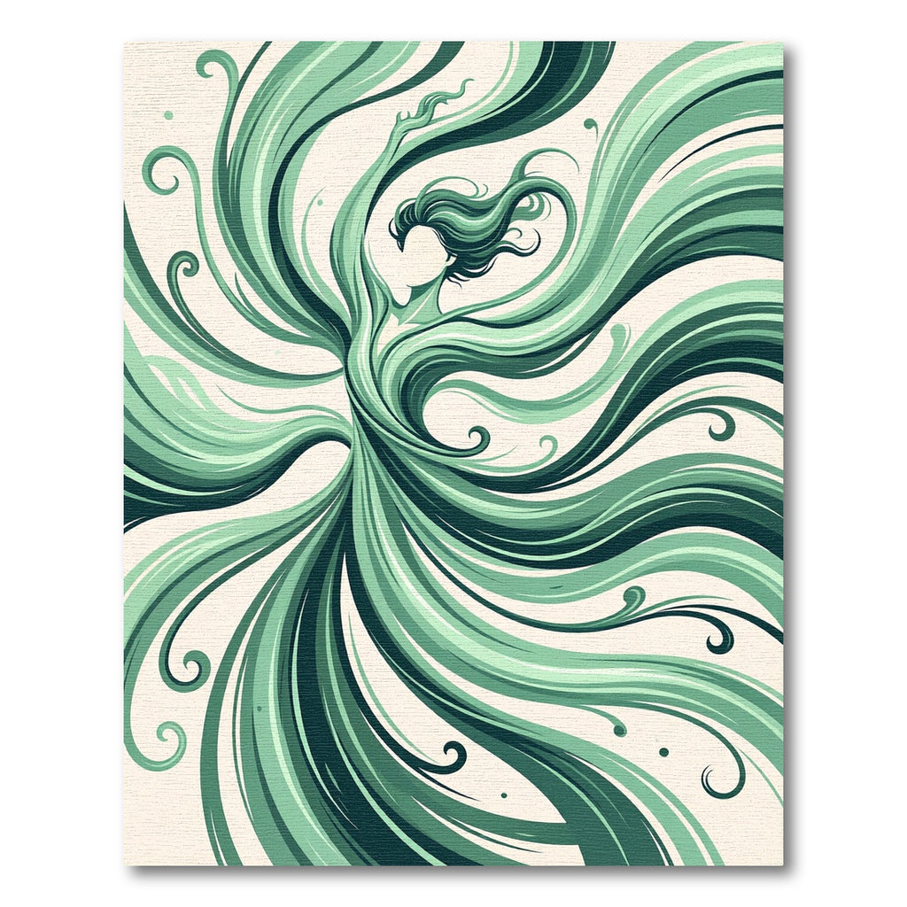 Flowing Sage Green Abstract Swirl Rug