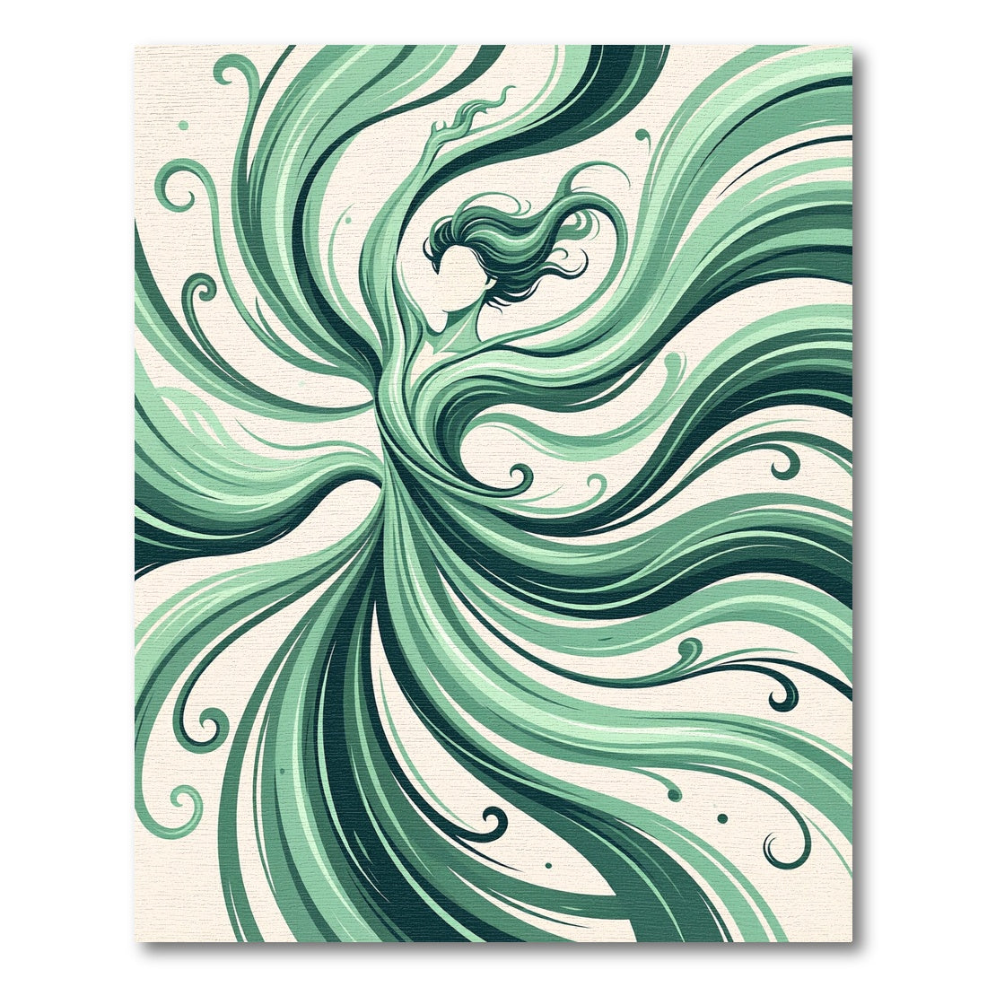 Flowing Sage Green Abstract Swirl Rug