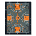 Strategic Orange Basketball Court Action Map Rug