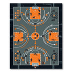 Strategic Orange Basketball Court Action Map Rug