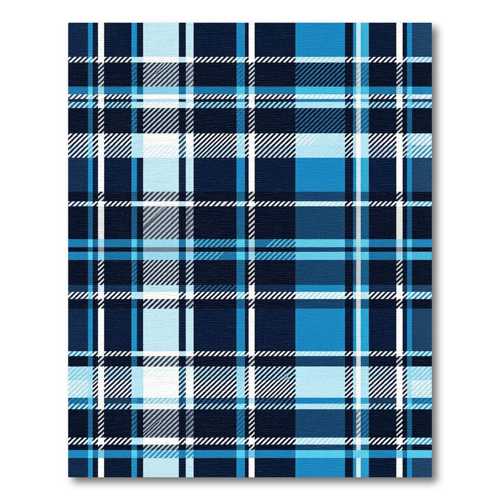 Classic Navy and Azure Plaid Grid Rug