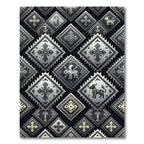 Tribal Diamond Cross Animal Relief Rug