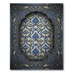 Folk Blue Fish Scroll Ornament Rug