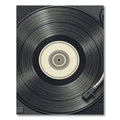 Minimalist Black Vinyl Record Aesthetic Rug