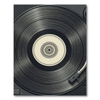 Minimalist Black Vinyl Record Aesthetic Rug