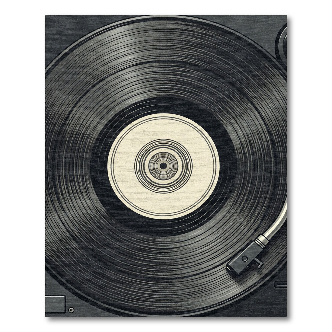 Minimalist Black Vinyl Record Aesthetic Rug