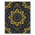 Golden Floral Medallion Black Mandala Rug
