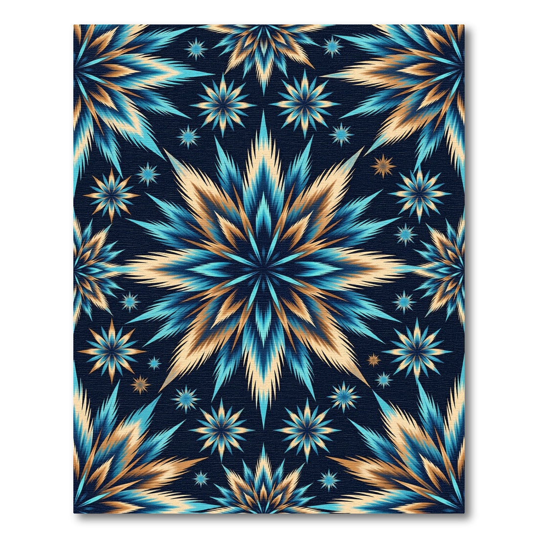 Celestial Blue and Gold Starburst Rug