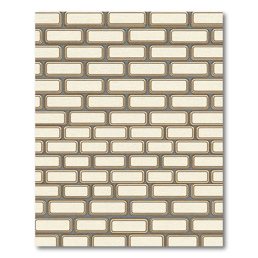 Cream Geometric Brick Grid Rug