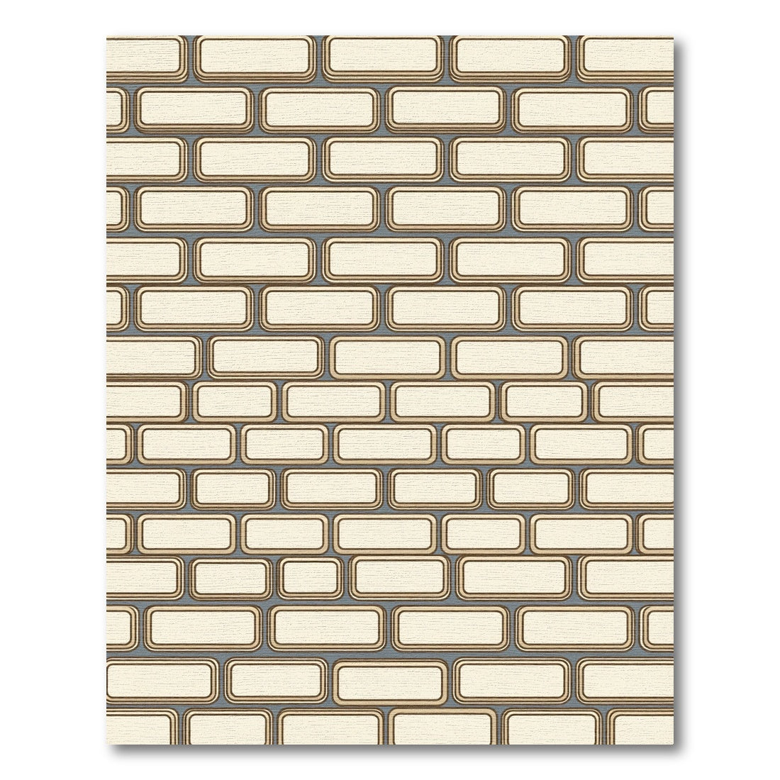 Cream Geometric Brick Grid Rug