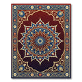 Crimson Blue Golden Medallion Ornament Rug