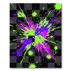 Neon Lime and Purple Abstract Splatter Rug