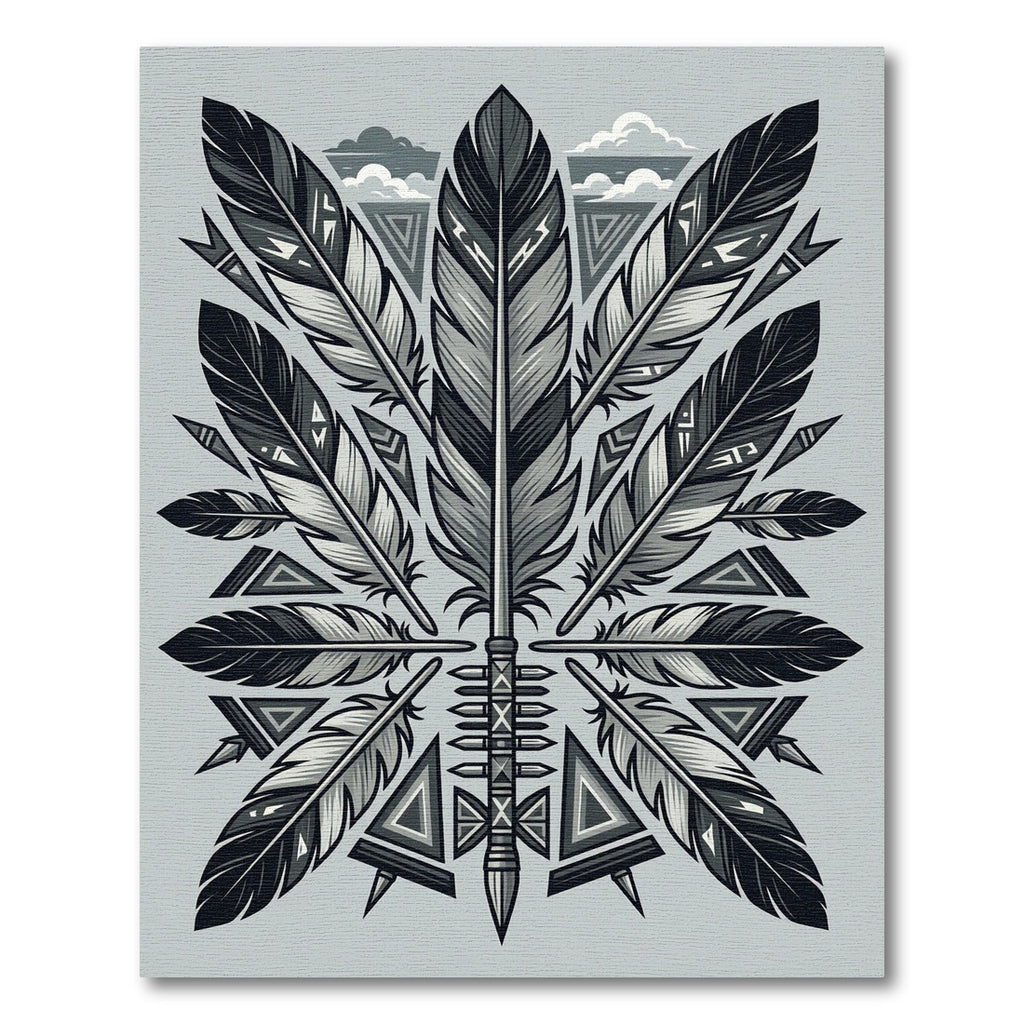 Monochromatic Feather Arrow Mandala Rug