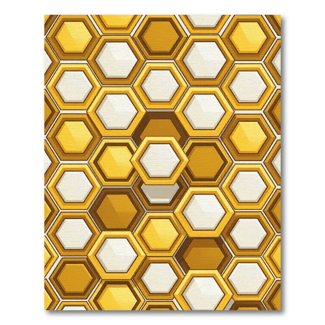 Golden Geometric Honeycomb Hexagon Abstract Rug