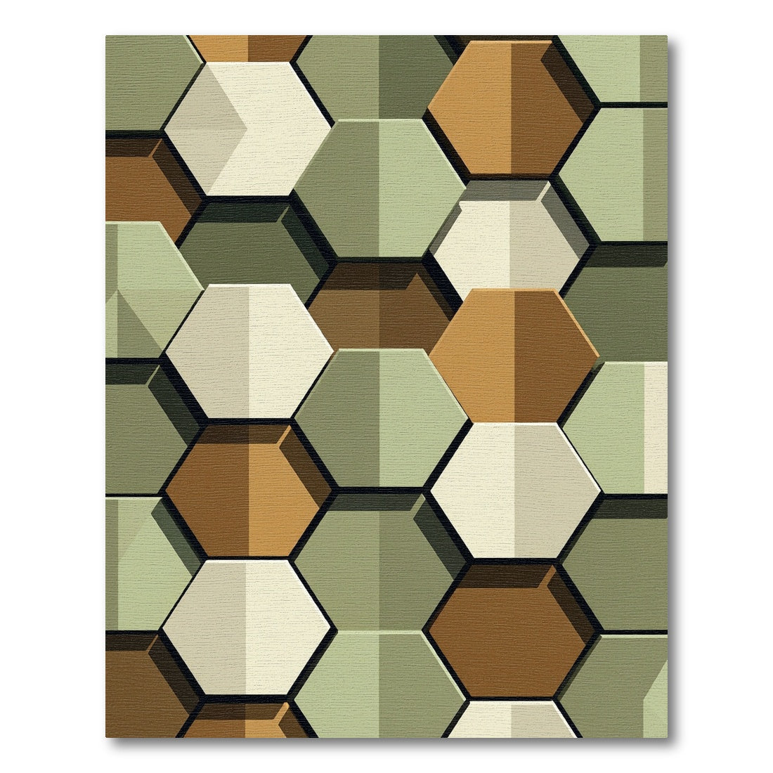 Modern Earthy Geometric Hexagon Rug