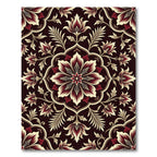 Crimson Floral Medallion with Cream Accents Rug