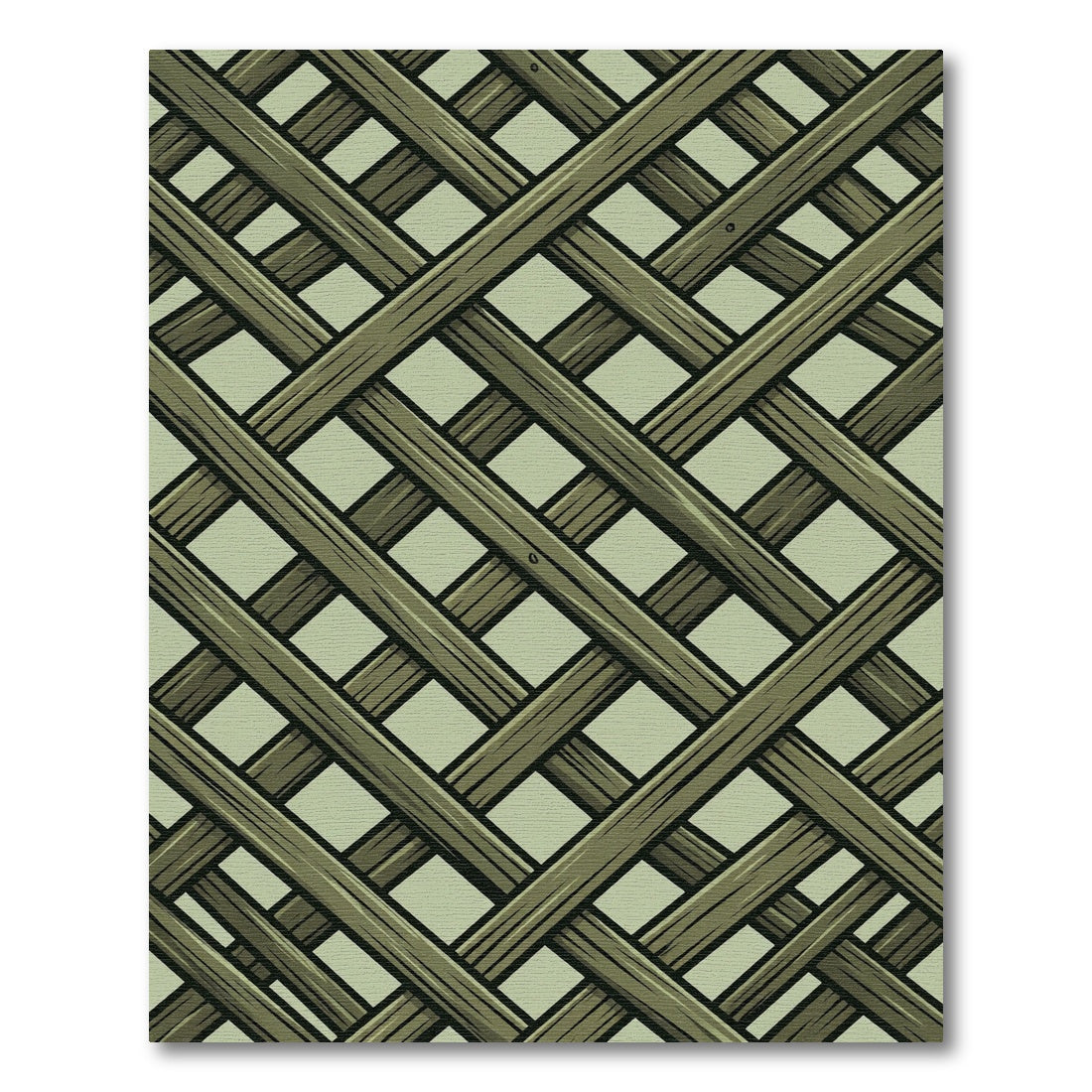 Sage Green Interwoven Lattice Grid Rug
