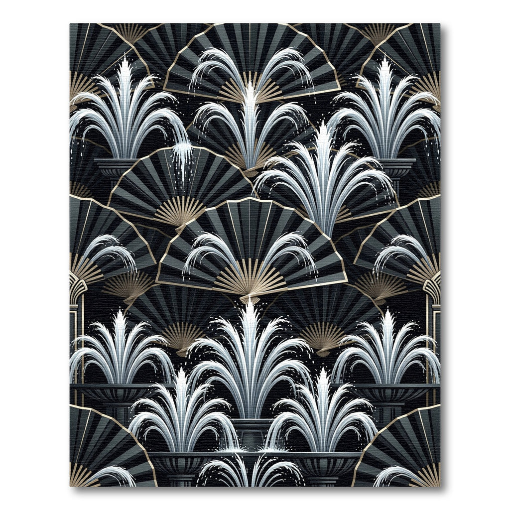 Art Deco Fountain and Fan Wallpaper Rug