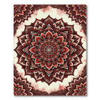Ornate Crimson Mandala Floral Medallion Rug