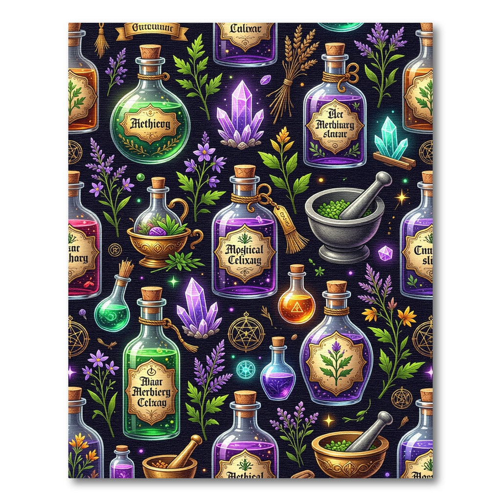Magical Apothecary Potion Alchemy Dark Teal Rug