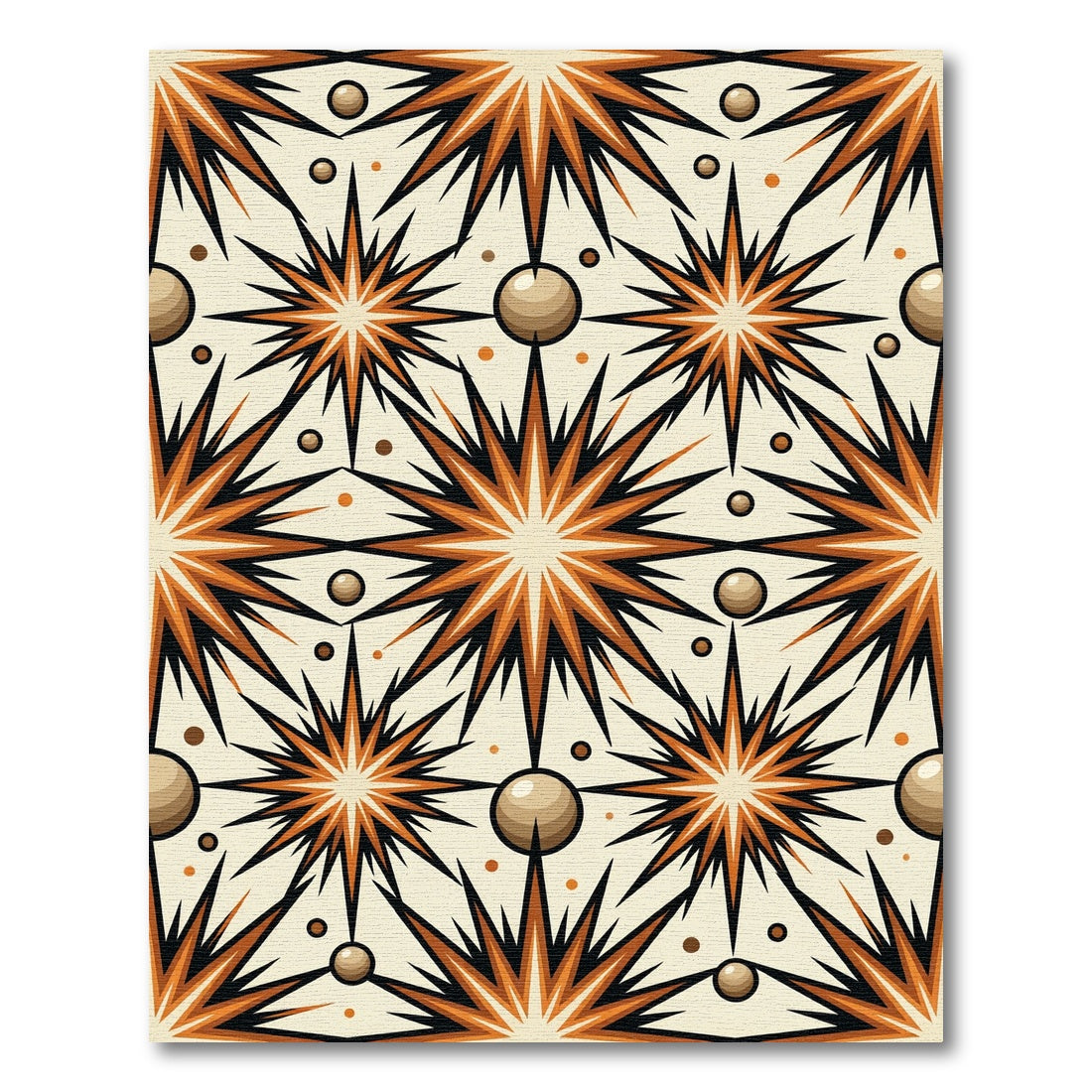 Retro Midcentury Starburst Copper Spheres Rug