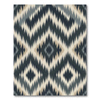 Midnight Slate and Beige Ikat Diamond Rug