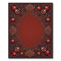 Rich Crimson Pomegranate Floral Frame Rug
