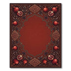 Rich Crimson Pomegranate Floral Frame Rug