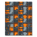 Industrial Orange Gray Garage Rectangles Rug