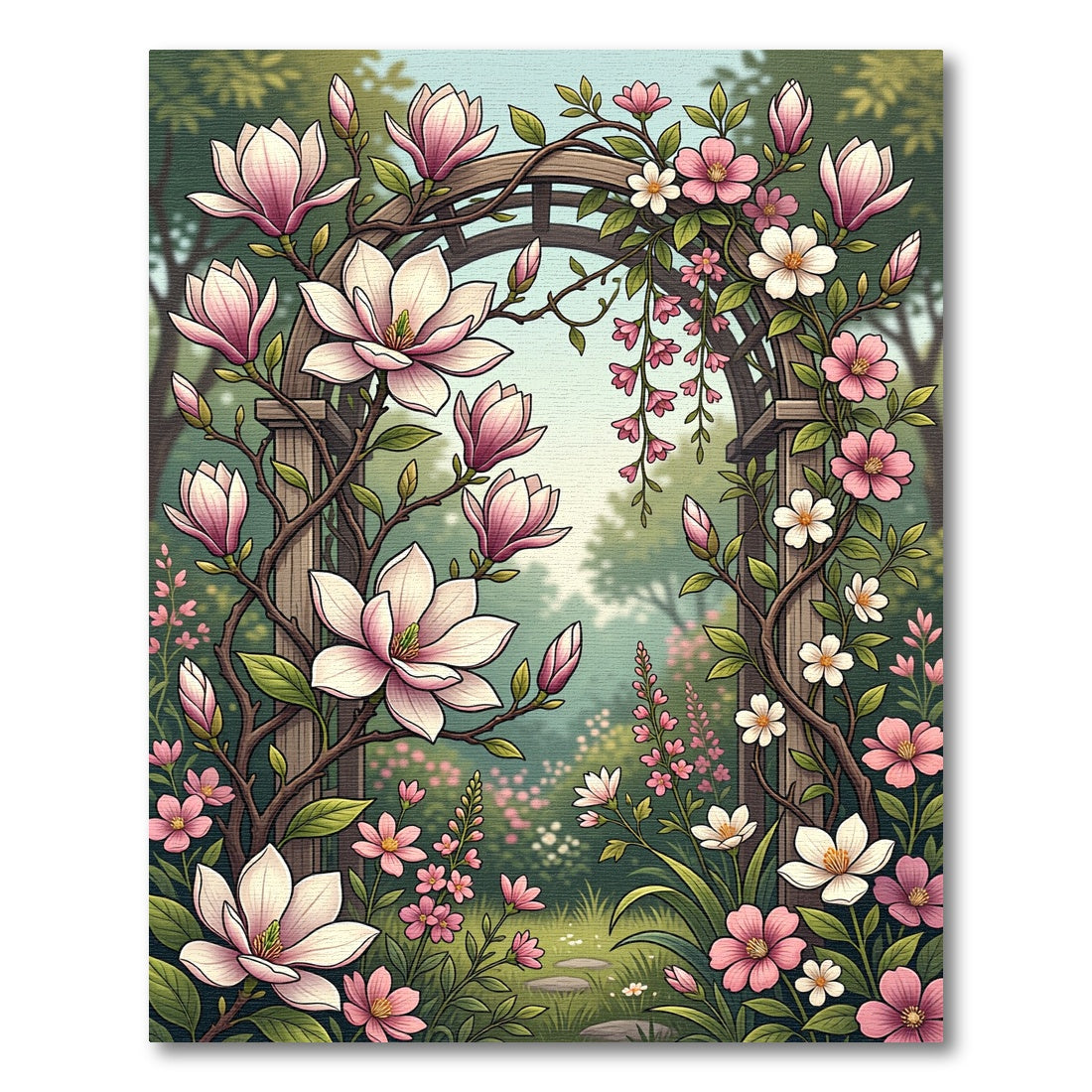 Pink Magnolia Garden Arch Rug