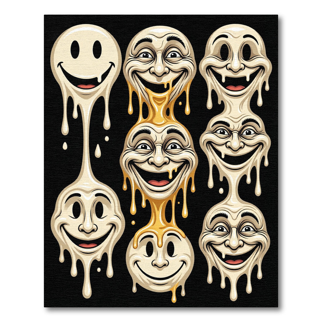 Melting Surreal Cream Faces Creepy Art Rug