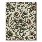 Elegant Vintage Floral Scroll Botanical Rug
