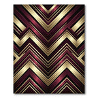 Luxurious Gold and Burgundy Chevron Rug