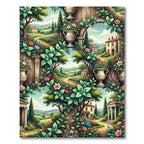 Tuscan Villa Archway Floral Landscape Rug