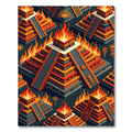 Fiery Aztec Temple Isometric Golden Sun Rug