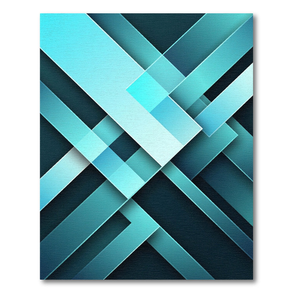 Modern Geometric Cyan Layered Abstract Rug