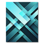 Modern Geometric Cyan Layered Abstract Rug