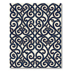 Navy Interwoven Scrollwork Damask Rug