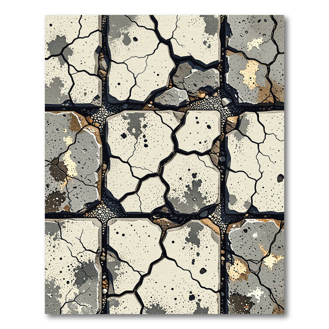 Cracked Stone Pavement Grayscale Detail Rug