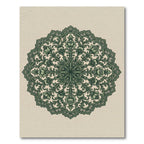 Elegant Forest Green Botanical Floral Medallion Rug