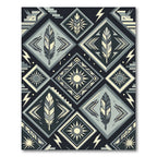Geometric Feather Sun Monochrome Diamond Rug