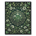 Elegant Green Botanical Floral Medallion Rug