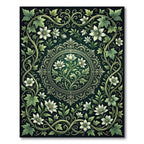 Elegant Green Botanical Floral Medallion Rug
